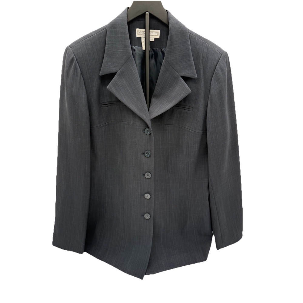 Dress Barn Navy Blazer Jacket Womens Size 12 Button Front Career Office Lined